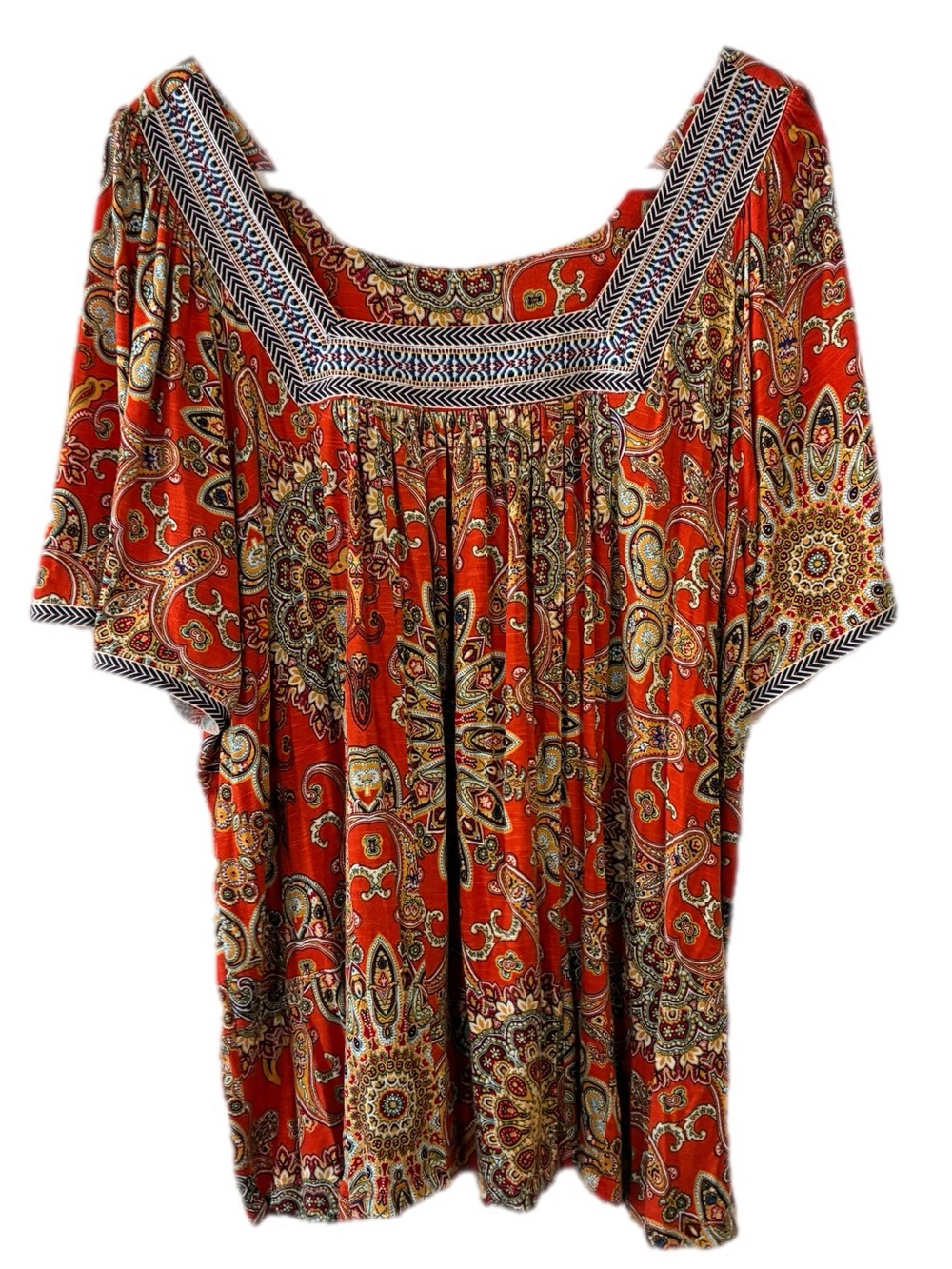 CATO BOHEMIAN EMBROIDERED FLORAL BLOUSE, SIZE 18/20W